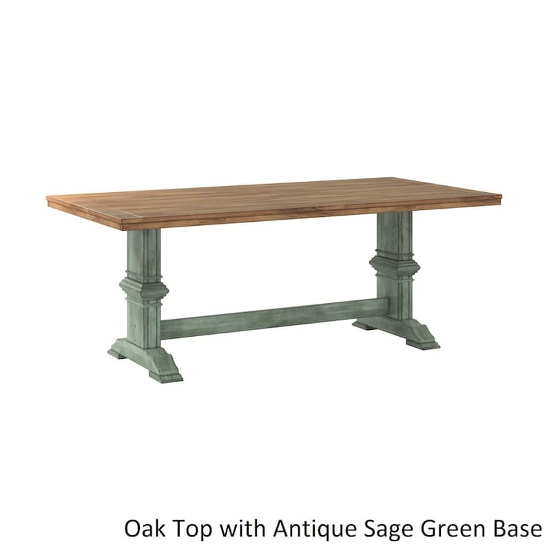 Eleanor Sage Green Farmhouse Trestle Base Panel Back 6-piece Dining Set by iNSPIRE Q Classic