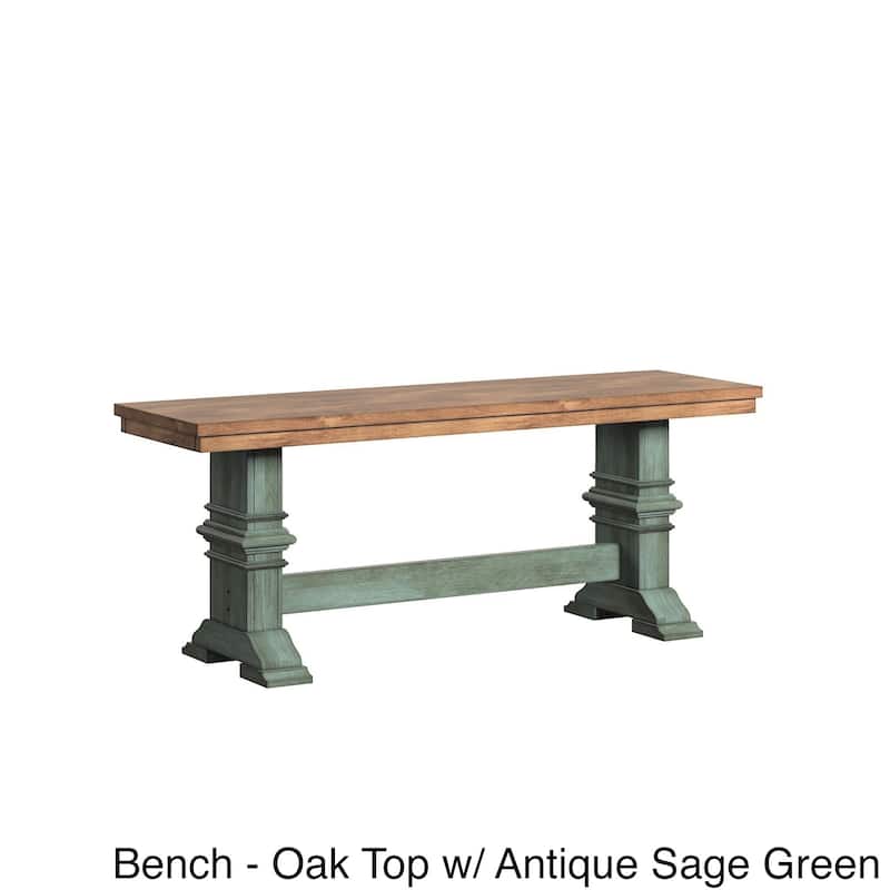 Eleanor Sage Green Farmhouse Trestle Base Panel Back 6-piece Dining Set by iNSPIRE Q Classic