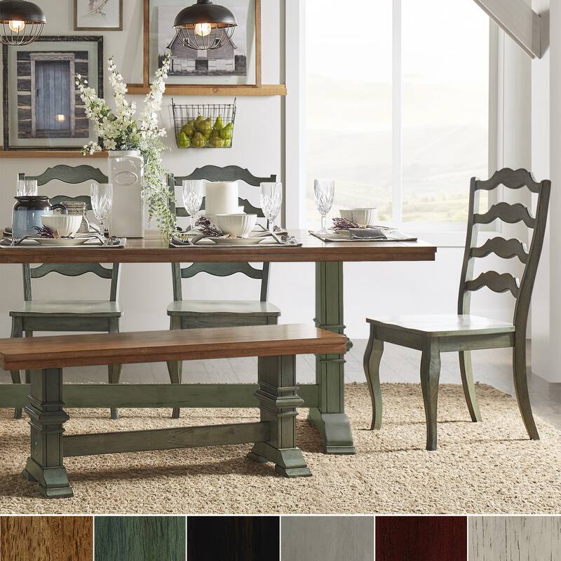 Eleanor Sage Green Farmhouse Trestle Base French Ladder 6-piece Dining Set by iNSPIRE Q Classic