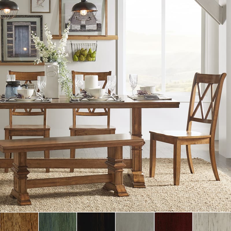 Eleanor Oak Farmhouse Trestle Base 6-Piece Dining Set - X Back by iNSPIRE Q Classic