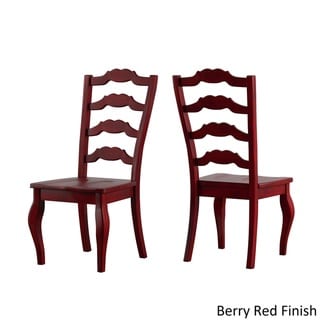 iNSPIRE Q Eleanor Oak Farmhouse Trestle Base 6-Piece Dining Set - French Ladder Back by Classic (Berry Red Chairs and Bench)