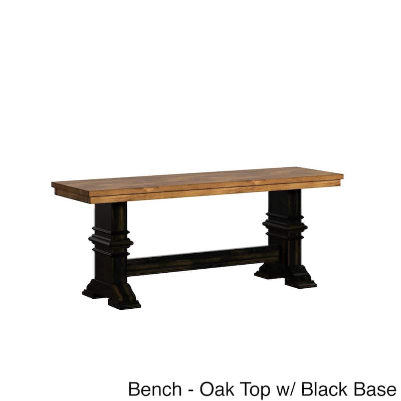 Eleanor Oak Farmhouse Trestle Base 6-Piece Dining Set - French Ladder Back by iNSPIRE Q Classic