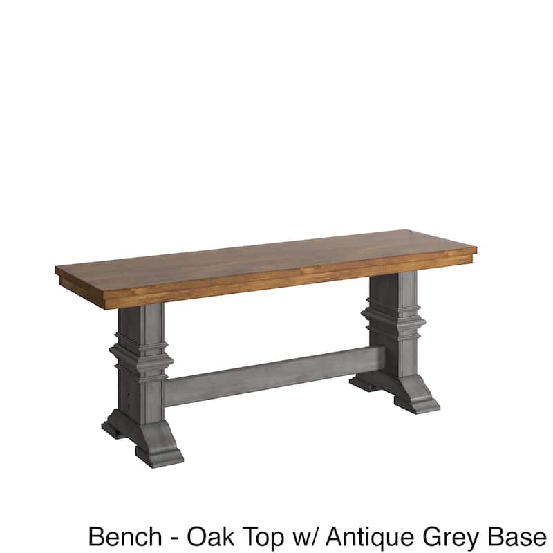 Eleanor Oak Farmhouse Trestle Base 6-Piece Dining Set - French Ladder Back by iNSPIRE Q Classic