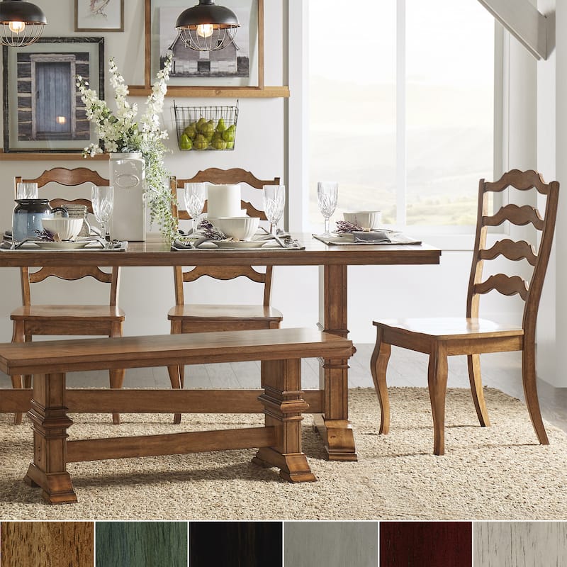 Eleanor Oak Farmhouse Trestle Base 6-Piece Dining Set - French Ladder Back by iNSPIRE Q Classic