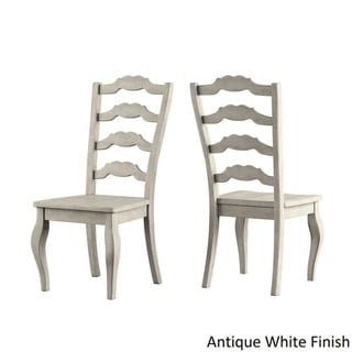 iNSPIRE Q Eleanor Oak Farmhouse Trestle Base 6-Piece Dining Set - French Ladder Back by Classic (Antique White Chairs and Bench)