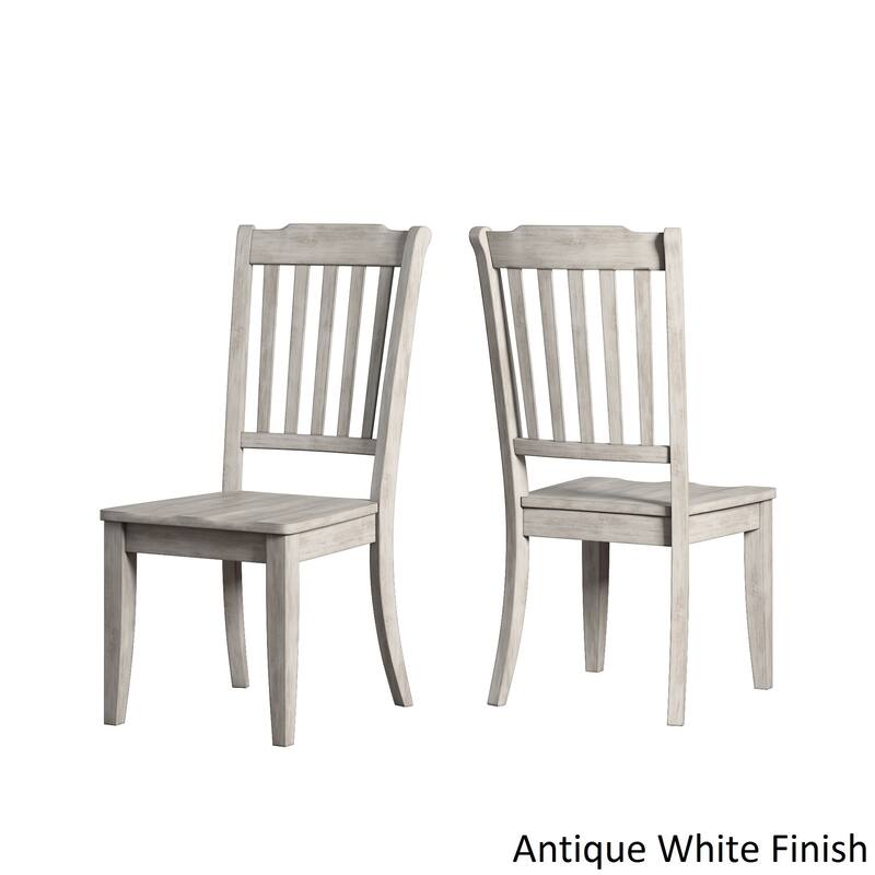 Eleanor Antique White Farmhouse Trestle Base 5-Piece Dining Set - Slat Back by iNSPIRE Q Classic