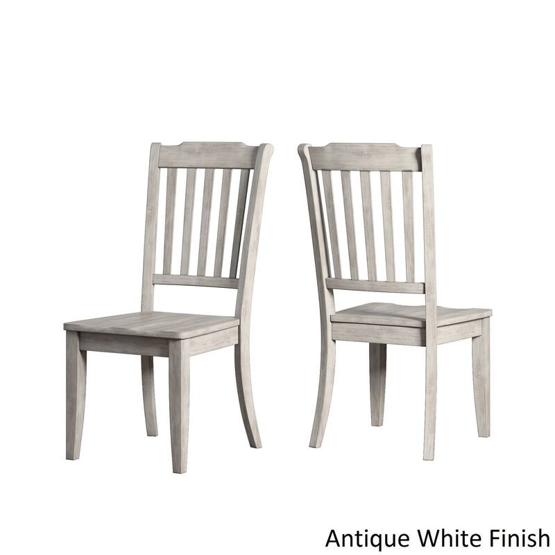 Eleanor Antique White Farmhouse Trestle Base 5-Piece Dining Set - Slat Back by iNSPIRE Q Classic - Antique White Table - Antique White Chairs