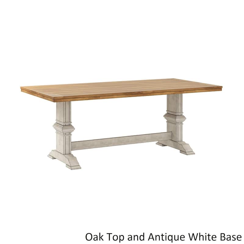Eleanor Antique White Farmhouse Trestle Base 5-Piece Dining Set - Slat Back by iNSPIRE Q Classic