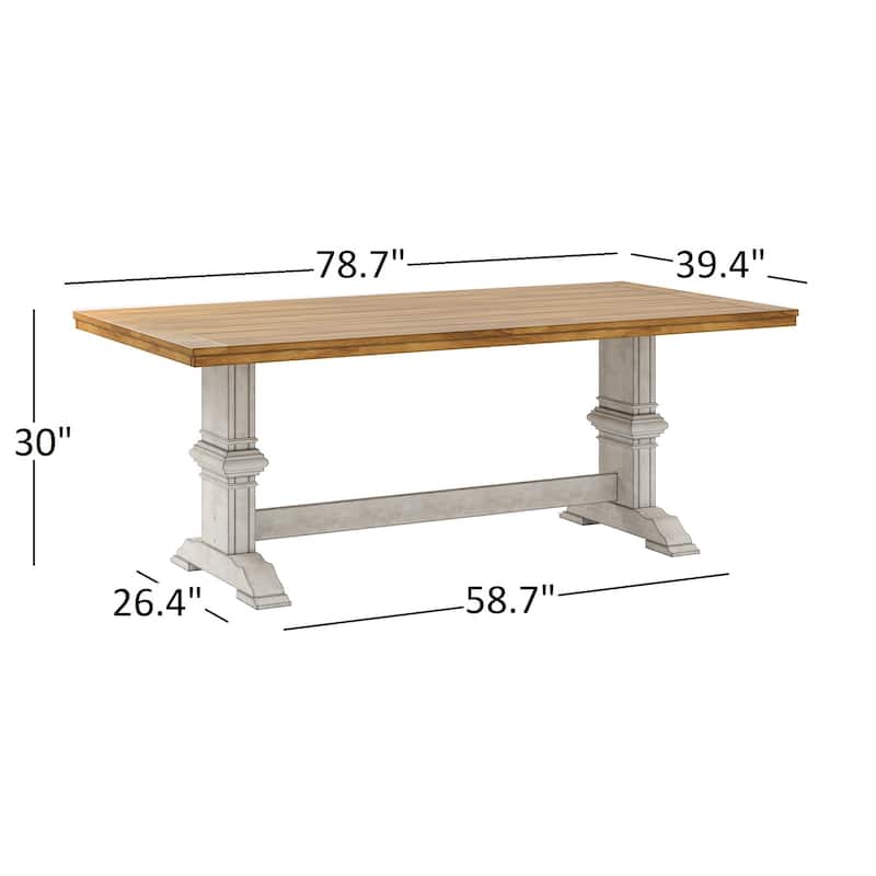 Eleanor Antique White Farmhouse Trestle Base 5-Piece Dining Set - Slat Back by iNSPIRE Q Classic