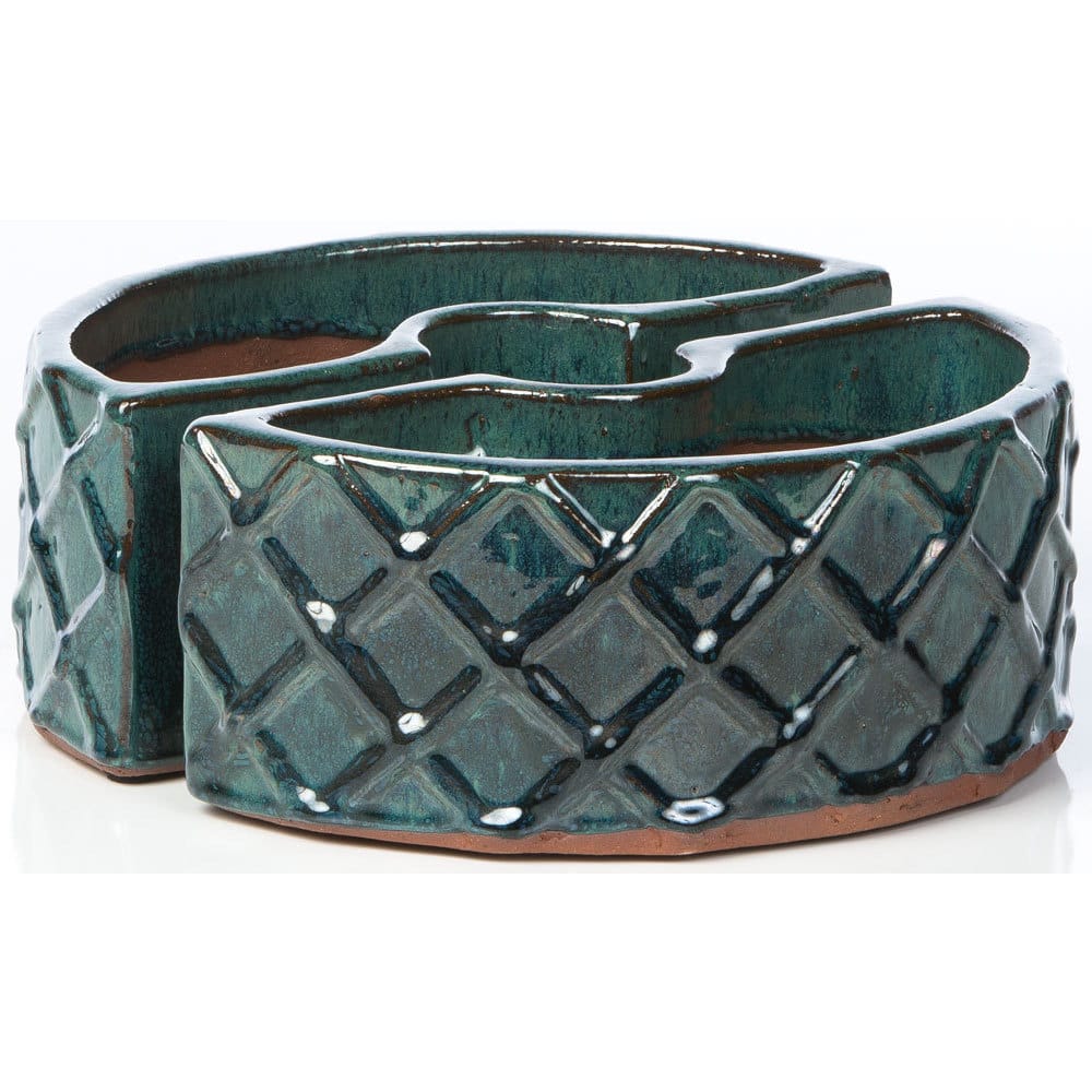 Alfresco Home Atlantis Blue Ceramic Trellis Round Umbrella Planter