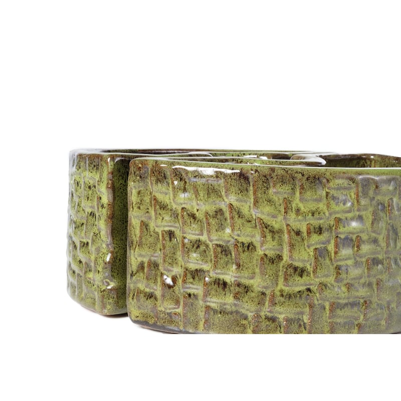Alfresco Home Island Green Ceramic Cobblestone Umbrella Planter