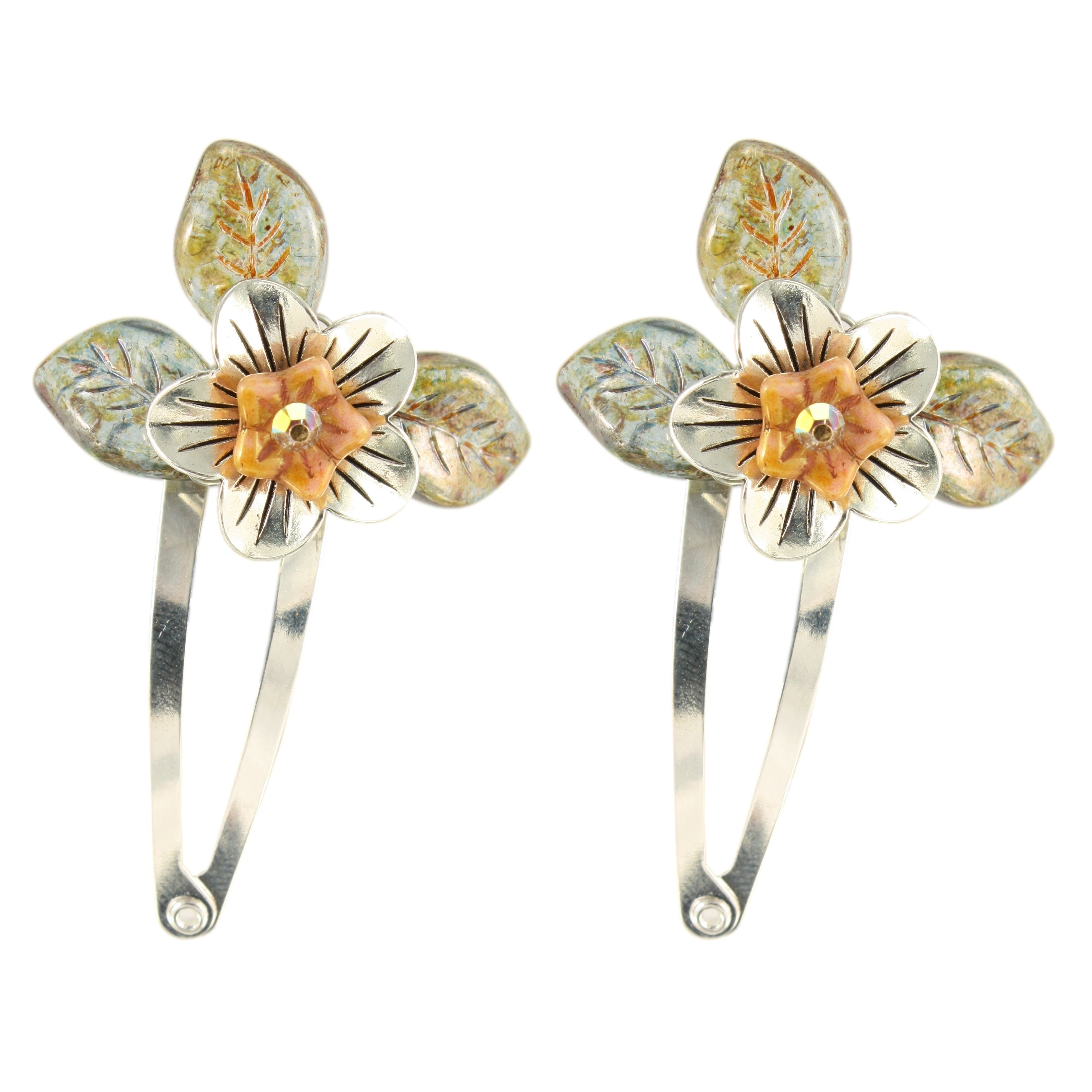 Shop Handmade Earwen Silver And Glass Flower Hair Clips Set Of 2