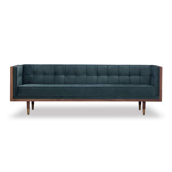 Karl Woodrow Box Midcentury Modern Sofa Velvet
