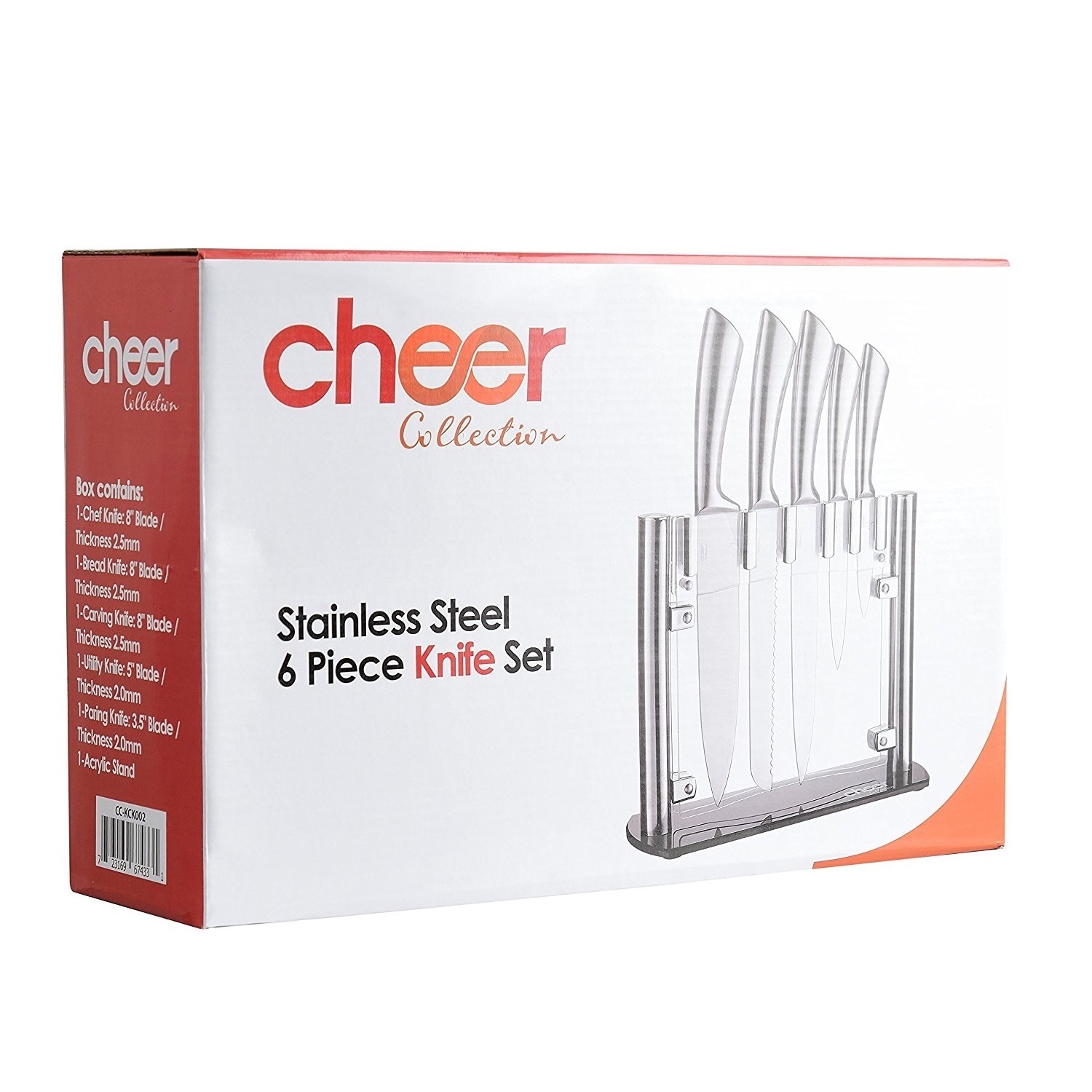 Cheer Collection Stainless Steel Chef Knife Set with Acrylic Stand