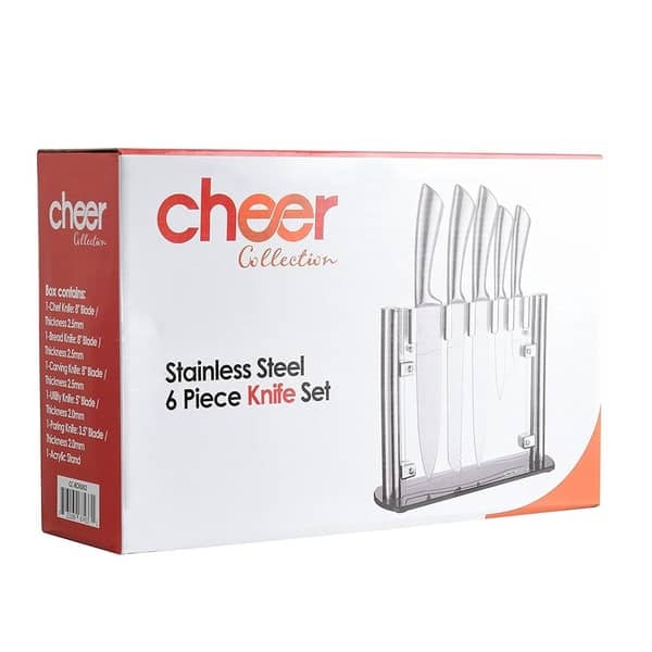 Cheer Collection Stainless Steel 14-Piece Knife Set with Acrylic Stand