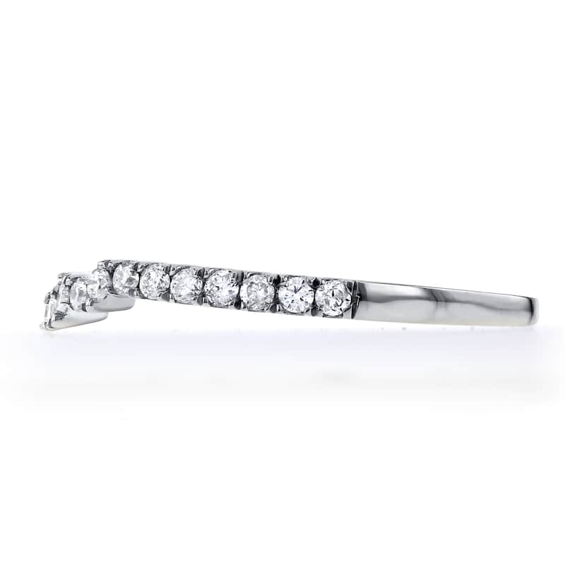 Annello by Kobelli 14k White Gold 1/4ct TDW Diamond Contoured Wedding Band