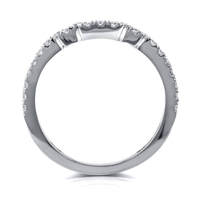 Annello by Kobelli 14k White Gold 1/4ct TDW Diamond Contoured Wedding Band