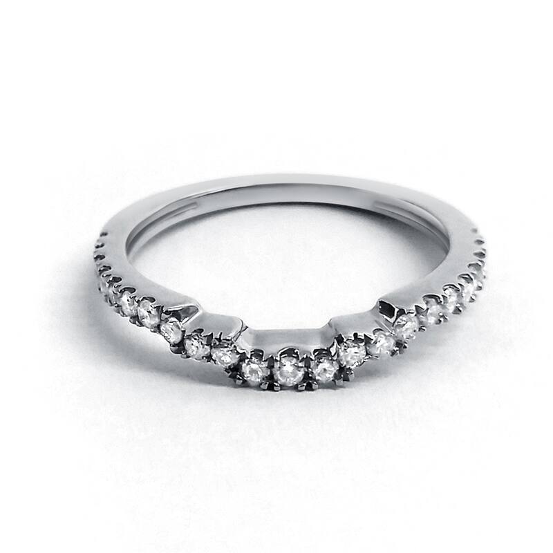 Annello by Kobelli 14k White Gold 1/4ct TDW Diamond Contoured Wedding Band