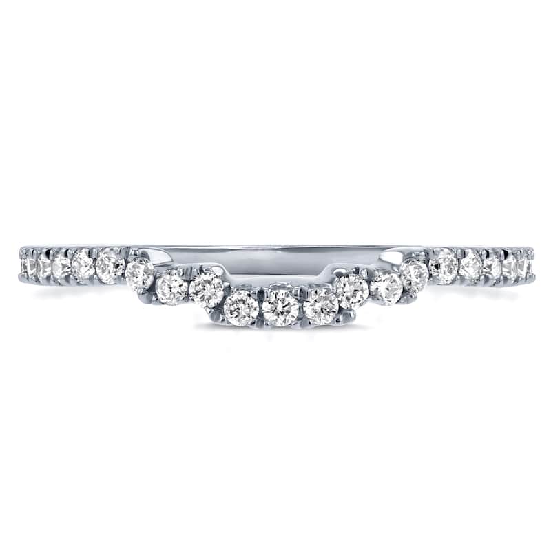 Annello by Kobelli 14k White Gold 1/4ct TDW Diamond Contoured Wedding Band