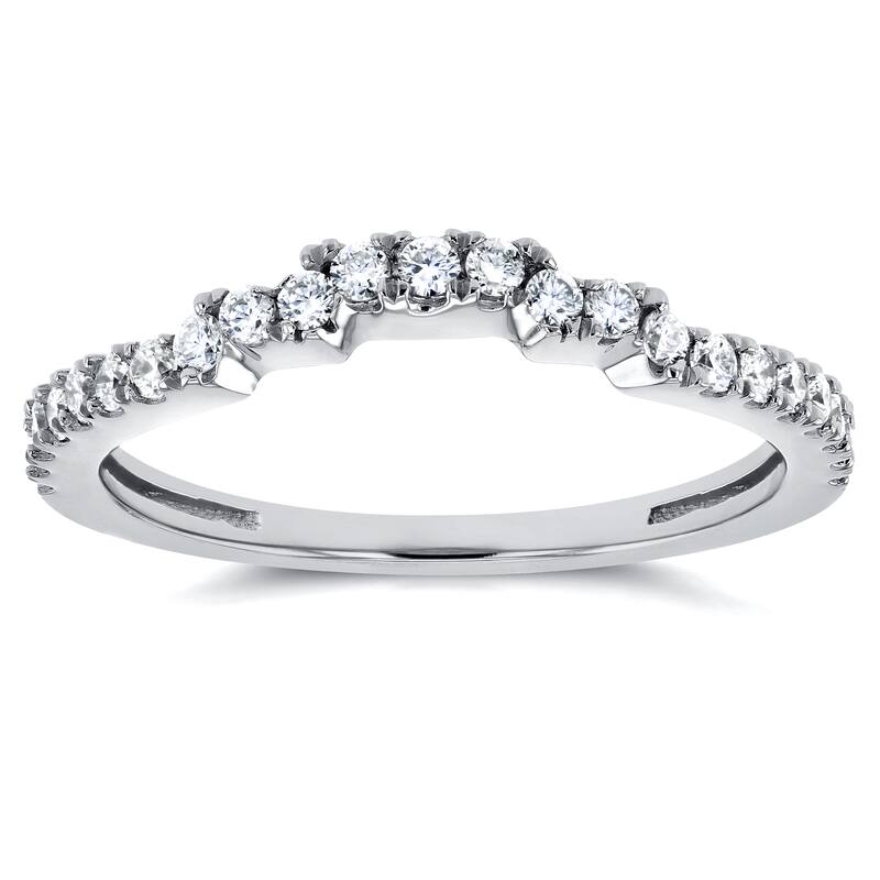 Annello by Kobelli 14k White Gold 1/4ct TDW Diamond Contoured Wedding Band