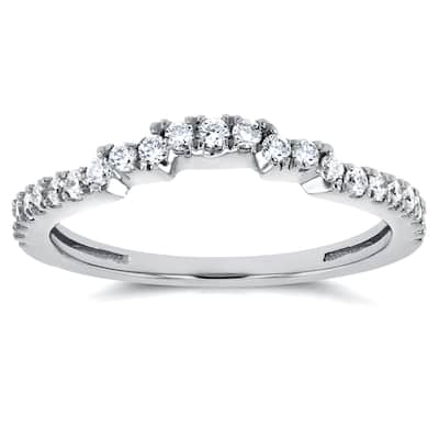 Annello by Kobelli 14k White Gold 1/4ct TDW Diamond Contoured Wedding Band