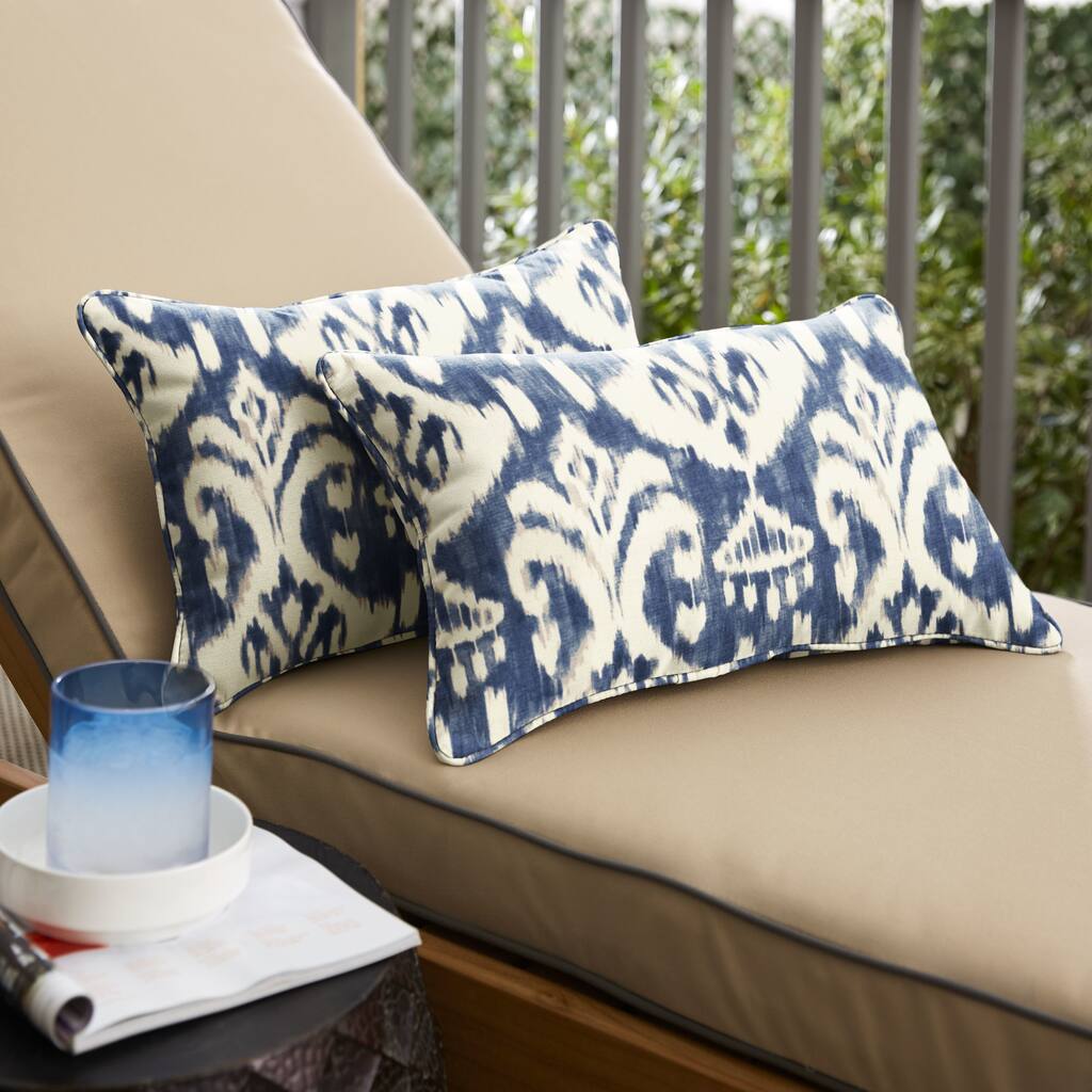 Marineland Indigo/ Cream Indoor/ Outdoor 13 x 20-inch Corded Pillow Set by Havenside Home - 13 in x 20 in