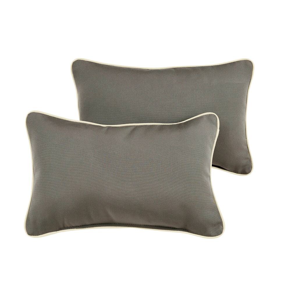 Beckworth Sunbrella Charcoal/ Canvas Indoor/ Outdoor 13 x 20 Inch Corded Pillow Set