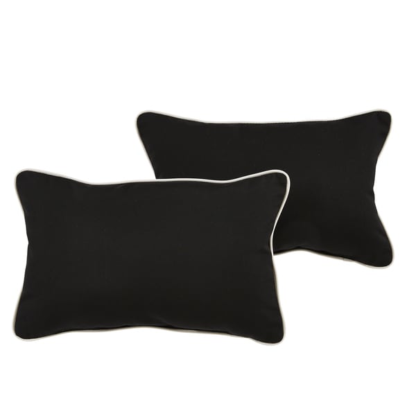 Santori Sunbrella Black/ Canvas Indoor/ Outdoor 13 x 20 Inch Corded Pillow Set