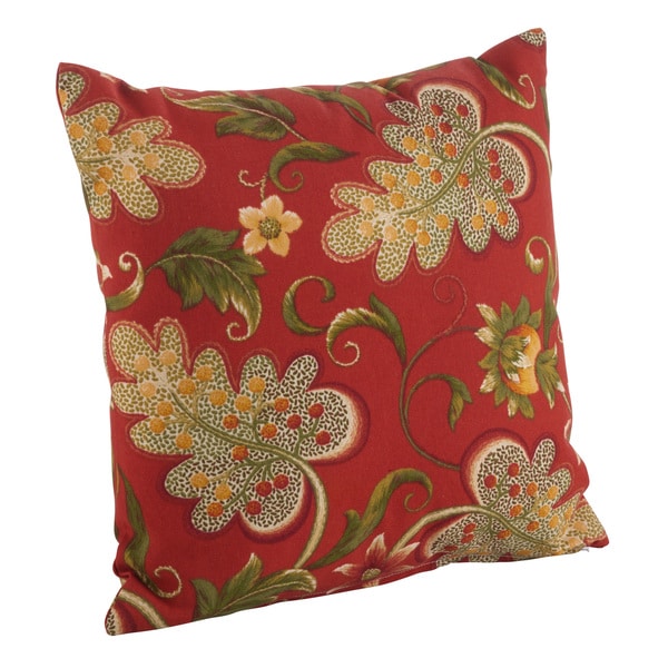 Flowering Vine Pattern Indoor/Outdoor Poly Filled Throw Pillow