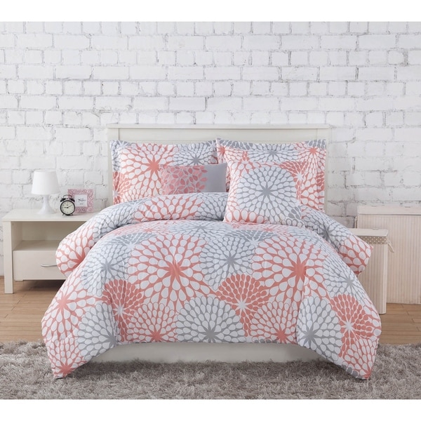 Studio 17 Stella Comforter Set - Coral/Grey. Opens flyout.