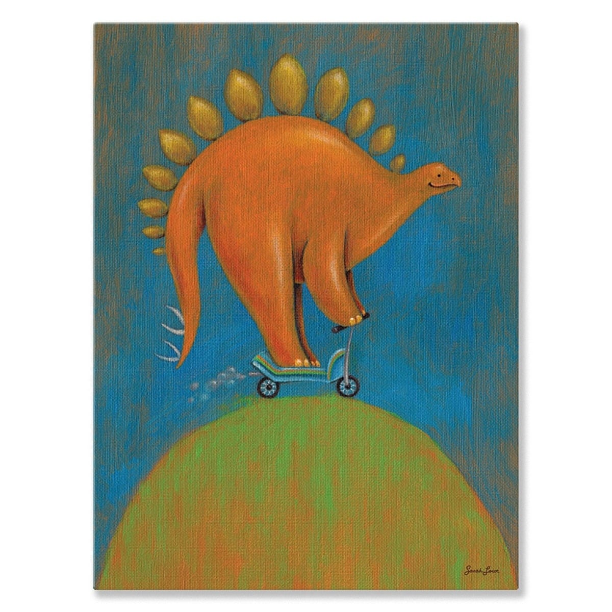 Oopsy Daisy 'Dinosaur Dash Stegosaurus' by Sarah Lowe Canvas Wall Art - 10  x 14