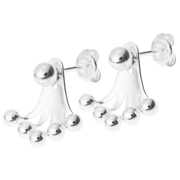 Sterling Silver Rhodium-plated Dangle Ball Jacket w/Ball Post Stud Earrings Sterling Silver Rhodium-plated Dangle Ball Jacket w/Ball Post Stud Earrings
