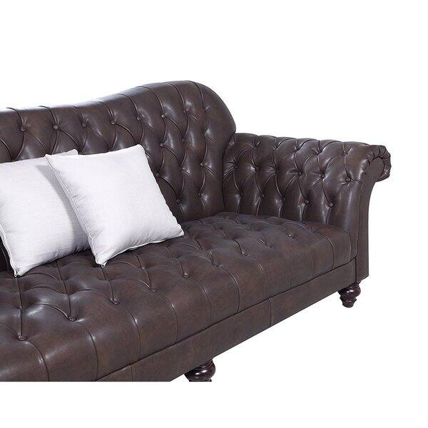 Shop Classic Tufted Real Italian Leather Tufted Victorian Sofa