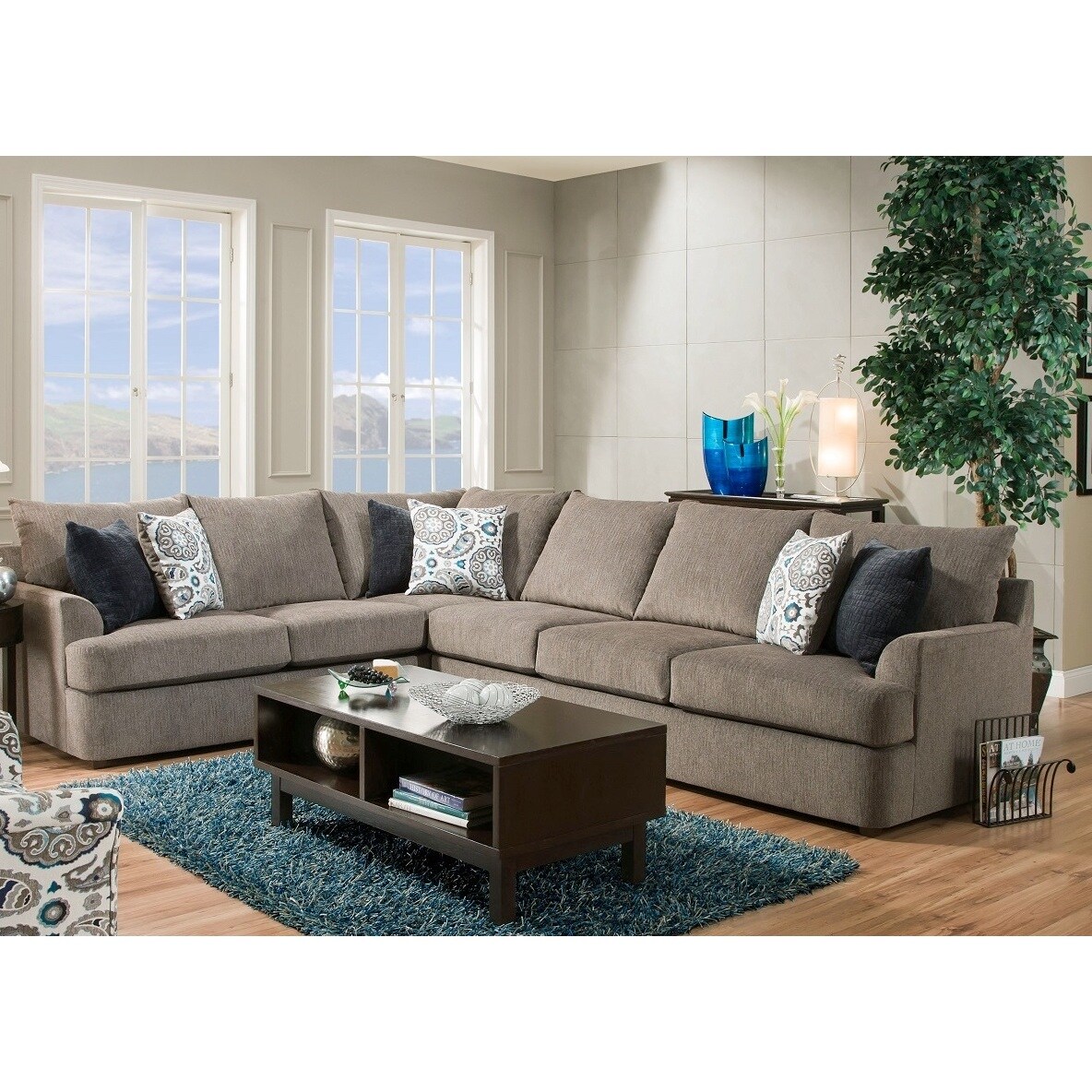 LYKE Home Contemporary Grey Sectional Sofa Brown, Grey | eBay