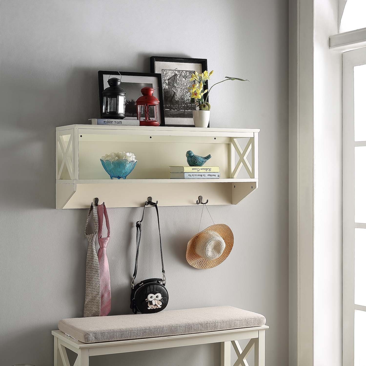 Briarwood Home Decor Wood Wall Shelf With Hangers Home Decor Wood Wall Shelf With Hangers