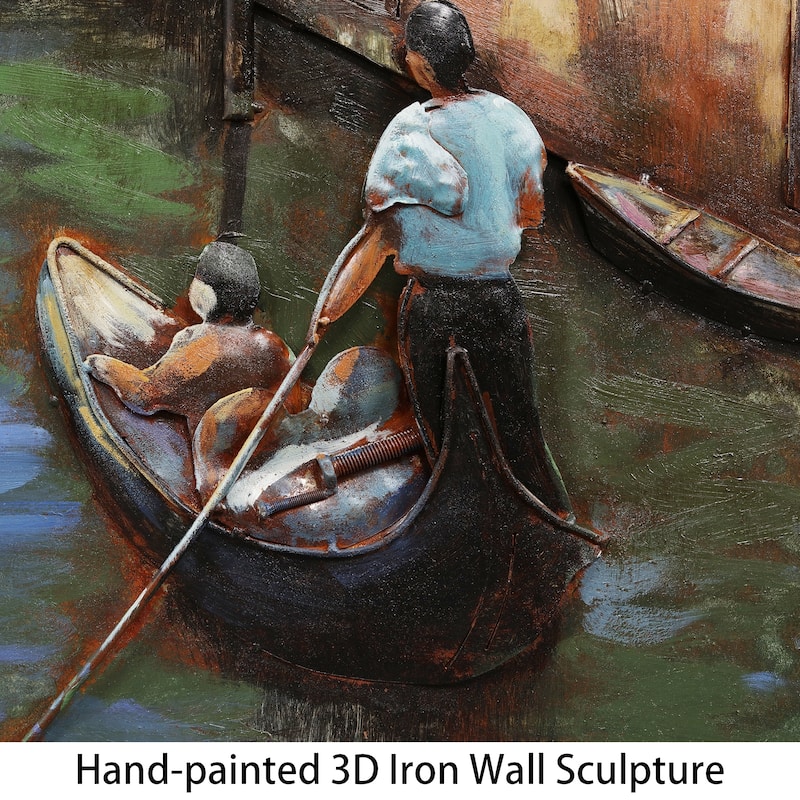 "Venice" Mixed Media Iron Hand Painted Dimensional Wall Art