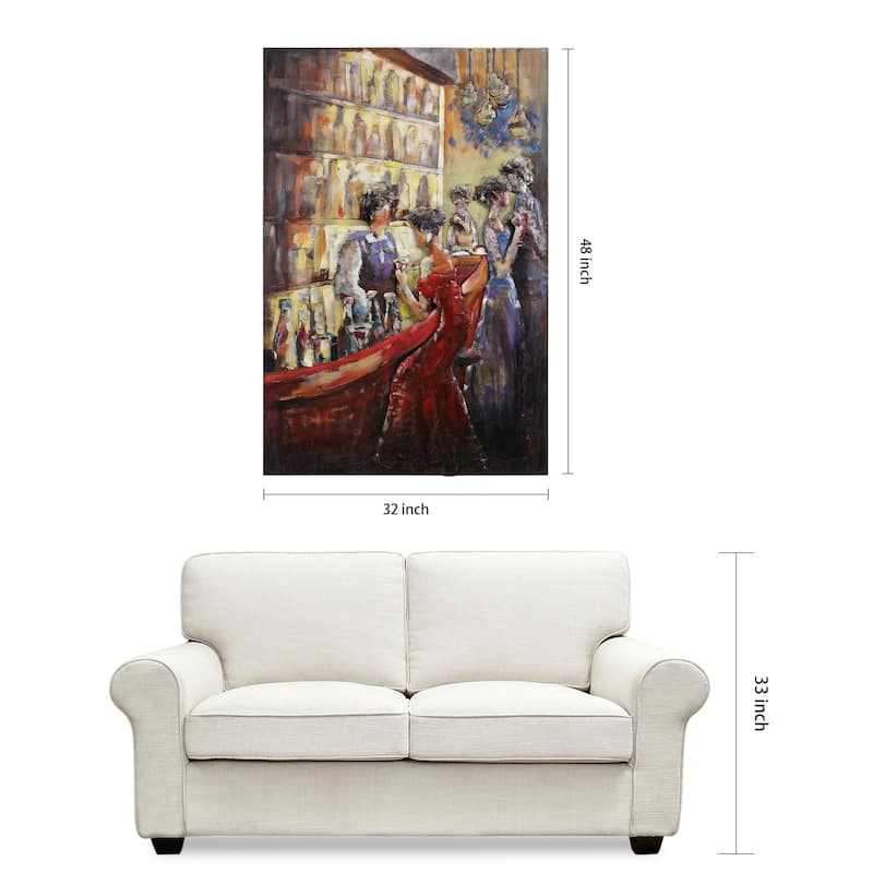 "Tavern" Mixed Media Iron Hand Painted Dimensional Wall Décor