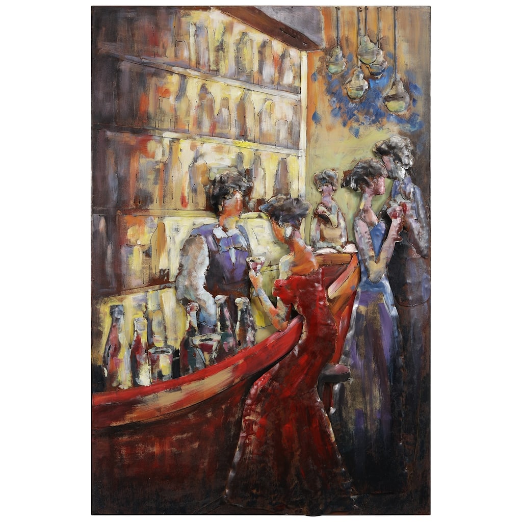 "Tavern" Mixed Media Iron Hand Painted Dimensional Wall Décor