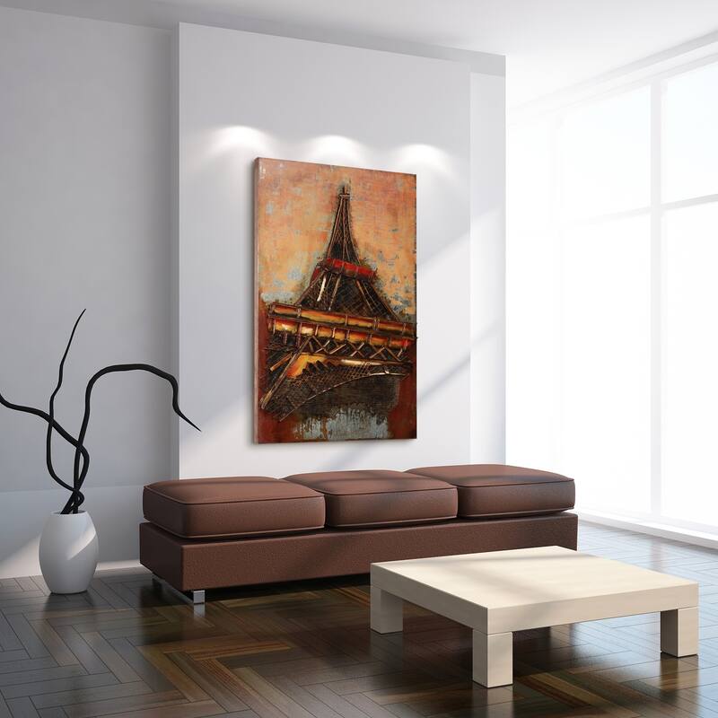 "Eiffel Tower I" Mixed Media Iron Hand Painted 3D Wall Decor