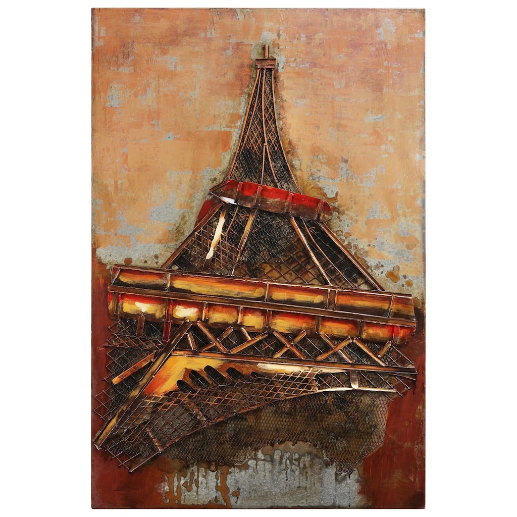 "Eiffel Tower I" Mixed Media Iron Hand Painted 3D Wall Decor