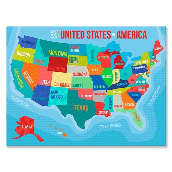 Oopsy Daisy 'The United States Of America' by Vicky Barone - 24 x 18 ...