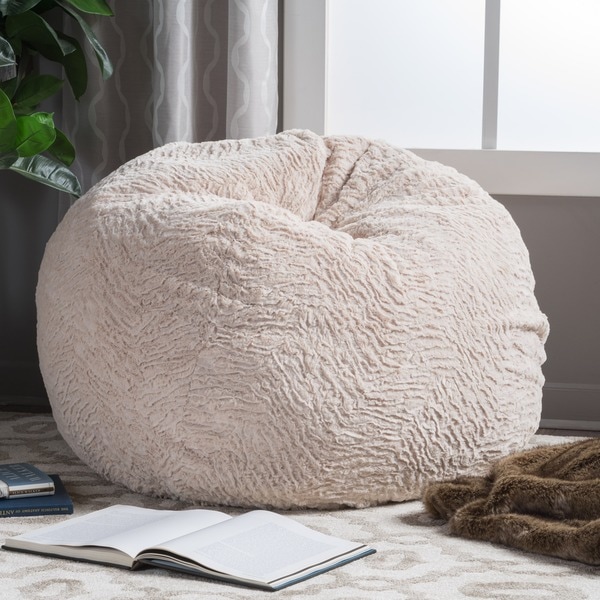 Christopher Knight Home Slacker Beige Faux Fur Shag Bean Bag Chair