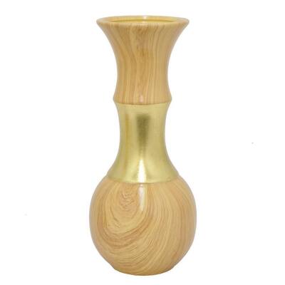 Benzara Wood Look Ceramic 12.5-inch Vase