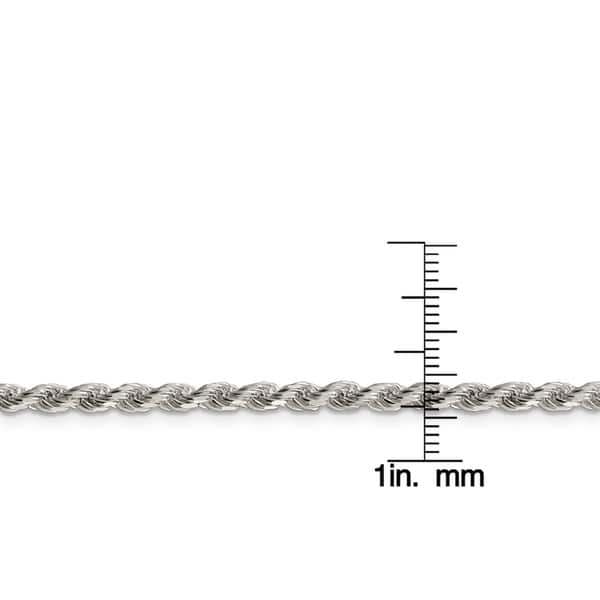 SS Rhodium Plated 2.75mm Diamond-cut Rope Chain SS Rhodium Plated 2.75mm Diamond-cut Rope Chain
