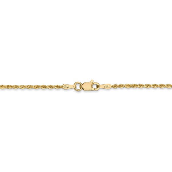 14k Yellow Gold 1.50mm Diamond Cut Rope Chain Necklace with Lobster Clasp