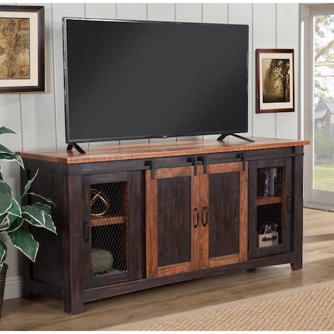 Santa Fe Farmhouse 65" Wide Solid Wood Black and Pine TV Stand - 65 inches in width