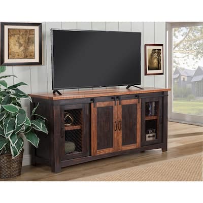 Rustic Farmhouse 65-Inch Wide Solid Wood TV Stand