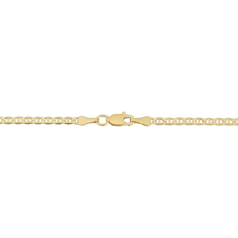 Fremada 18k Yellow Gold 2.4-mm Semi Solid Mariner Link Bracelet (7.5 inches)