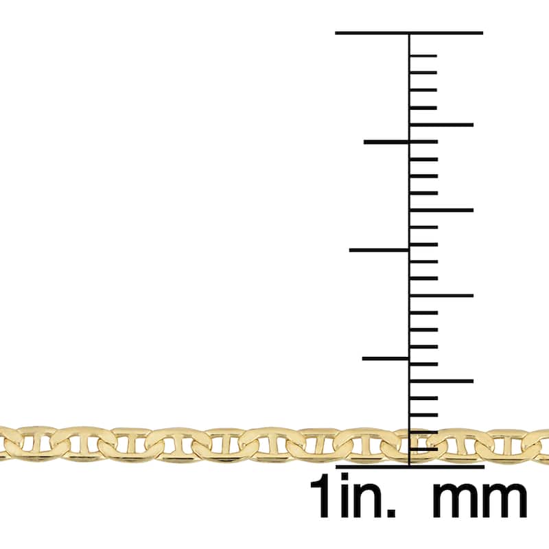 Fremada 18k Yellow Gold 2.4-mm Semi Solid Mariner Link Bracelet (7.5 inches)