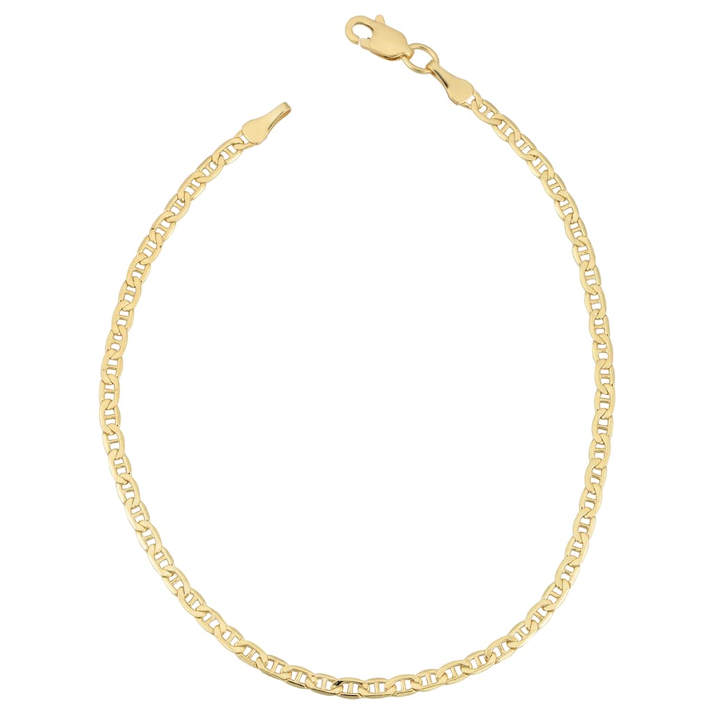 Fremada 18k Yellow Gold 2.4-mm Semi Solid Mariner Link Bracelet (7.5 inches)